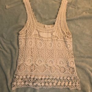 White tank with crochet overlay